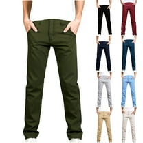 RYDCOT Men's Casual Pants Elastic Waist Pants Straight Leg Slacks Cotton Trousers with Pockets Wine 10(XL)