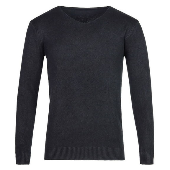RYDCOT Men's Casual Slim Fit Warm V-Neck Pullover Long Sleeve Knitted Pullover Sweaters Black