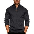 thumbnail image 1 of RYDCOT Men's Casual Slim Full Zip Thick Knitted Cardigan Sweaters with Pockets Dark Gray, 1 of 4