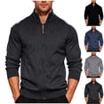 thumbnail image 1 of RYDCOT Men's Casual Slim Full Zip Thick Knitted Cardigan Sweaters with Pockets Navy, 1 of 7