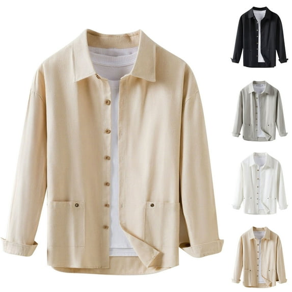 RYDCOT Men's Casual Solid Color Lapel Sport Coat Jacket Regular Fit Lightweight Button Long Sleeved with Pocket White XL(XL)