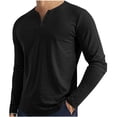 thumbnail image 1 of RYDCOT Mens V-Neck Breathable Long Sleeve T Shirts Casual Fashion Longline Shirt Tee for Men Black, 1 of 6