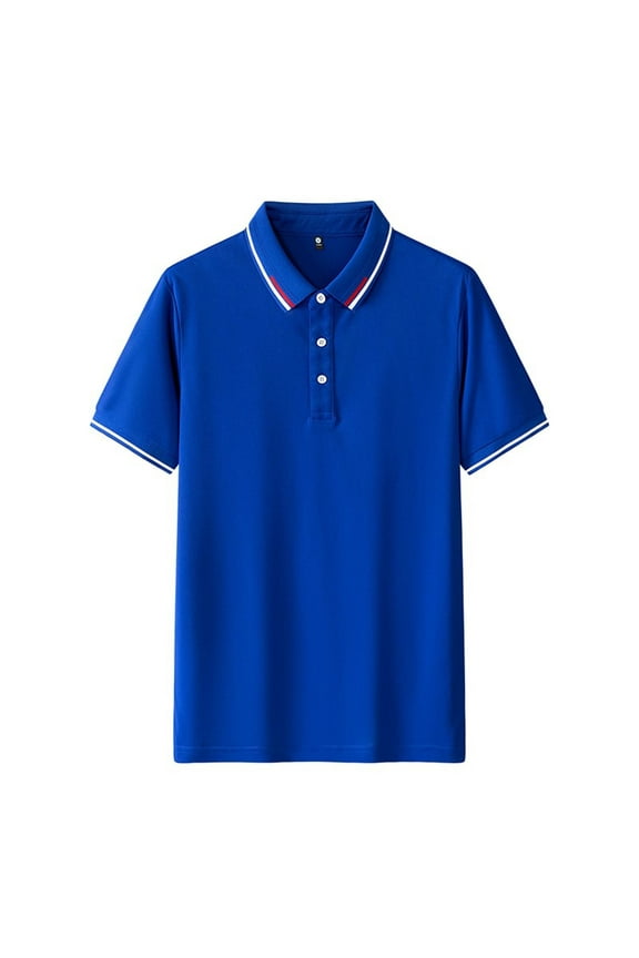 Men's Casual Stretchy Short Sleeve Button-Down Shirts UV 50+ Moisture Dress Shirts Blue