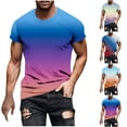 thumbnail image 1 of RYDCOT Men's Casual Summer Short Sleeve Cotton T-Shirts Gradient Ombre Crew Neck Tee Tops Red, 1 of 5