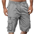 thumbnail image 1 of RYDCOT Men's Casual Twill Cargo Shorts Zip Fly Cotton Elastic Waist Loose Fit Workout Running Shorts with Muti Pockets Gray, 1 of 7