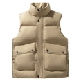 thumbnail image 1 of RYDCOT Men's Casual and Fashionable Warm Button Vest Winter Outdoor Casual Thick Sleeveless Cotton Jacket with Pocket Khaki, 1 of 4