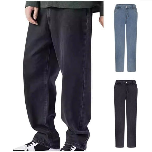 RYDCOT Men's Classic Vintage Muti Pocket Jeans Stretch Comfortable Straight Leg Denim Pants Casual Loose Fit Jean Trousers Light Blue XL(XL)