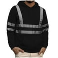 thumbnail image 1 of RYDCOT Men's Color Block High Visibility Safety Environmental Sanitation Reflective Strip Sweatshirt Long Sleeve Pullover Hooded Top with Pockets for Construction Work Fall Winter Black, 1 of 5