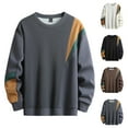 thumbnail image 1 of RYDCOT Men's Color Block Round Neck Long Sleeve Sweatshirt Casual Pullovers Cotton Sweatshirt White, 1 of 3
