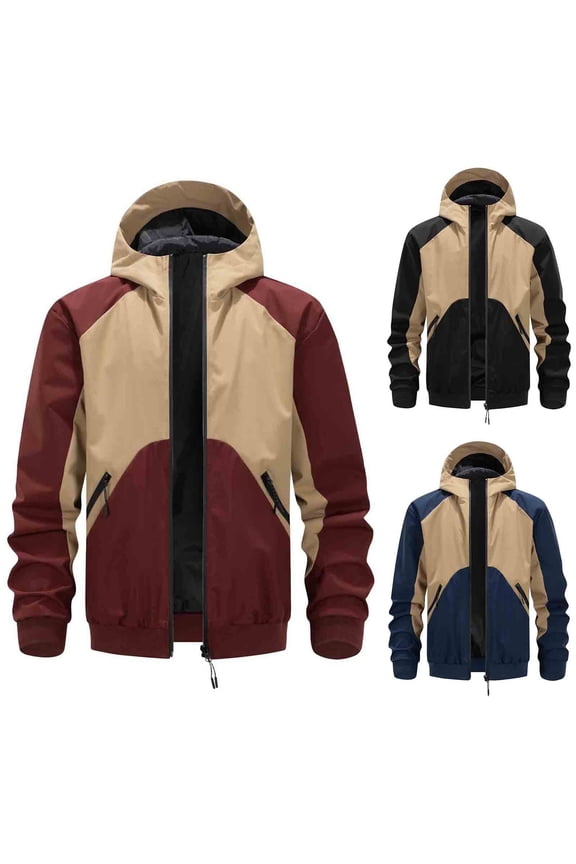 Men's Color Block Special Ops Military Soft Shell Winter Warm Fleece Lined Jacket Rain Hood Coat Hiking Snowboard Wine
