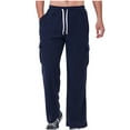 thumbnail image 1 of RYDCOT Men's Corduroy Cargo Joggers with Elastic Waist & Drawstring - Casual Baggy Open Bottom Sweatpants Comfort Fit​ Navy, 1 of 8