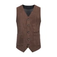 thumbnail image 1 of RYDCOT Men's Corduroy Dress Vest V-Neck Vintage Western Cowboy Waistcoat Sleeveless Jacket Slim Fit Casual Business Single-Breasted Suit Vests with Muti Pocket Coffee, 1 of 9