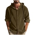 thumbnail image 1 of RYDCOT Men's Corduroy Shirt Jacket Quilted Lined Hoodies Winter Warm Cotton Coat Casual Button Down Jackets Brown, 1 of 8