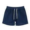 thumbnail image 1 of RYDCOT Men's Corduroy Shorts 5 Inch Inseam Drawstring Elastic Waist Lightweight Casual Summer Beach Shorts with Pocket Blue, 1 of 2