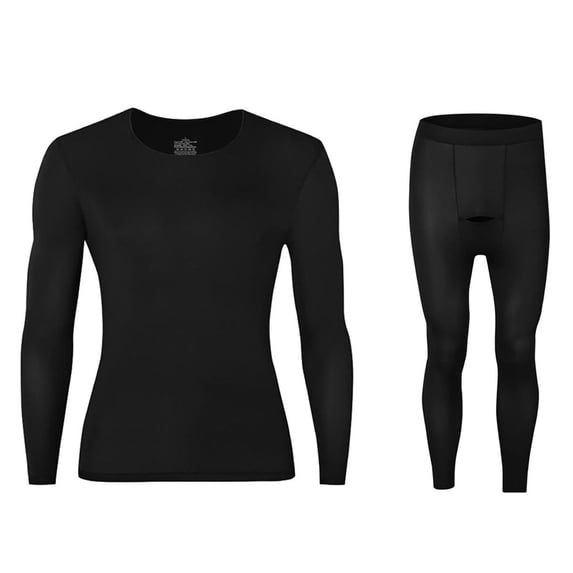 RYDCOT Men's Cotton Long Johns thermal Underwear Set Base Layer Lightweight Long Sleeve Top and Pajama Bottom for Spring/Summer Black