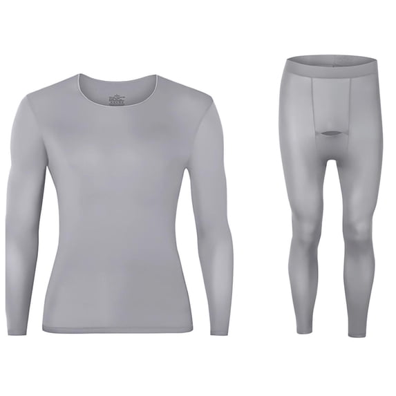 RYDCOT Men's Cotton Long Johns thermal Underwear Set Base Layer Lightweight Long Sleeve Top and Pajama Bottom for Spring/Summer Gray