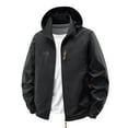 thumbnail image 1 of RYDCOT Men's Detachable Hat Solid Color Long Sleeved Hooded WorkwearJacket Water Resistant Winter Zip up Outdoors Rain Coat Black XXXXL(XXXXL), 1 of 9