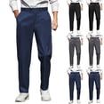 thumbnail image 1 of RYDCOT Men's Dress Pants Classic Fit,Expandable-Waist Flat-Front, Non-Iron Straight-Leg Business Trousers, Casual office Chinos Navy, 1 of 9