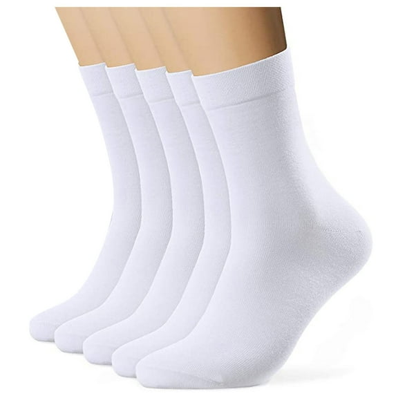 RYDCOT Men's Dress Socks Cotton Blend Thin Classic Lightweight Crew Socks 5 Pairs Solid Soft Breathable Socks for Casual Business formal Wear Free Size