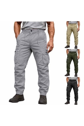 Men's Duratech Ranger Duck Cargo Pants – Utility Work Pants with Tool Pockets for Construction, Warehouse Khaki