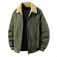 thumbnail image 1 of RYDCOT Men's Fashionable Casual Vintage Corduroy Solid Color Jackets Lapel ZipThickened Winter Coats Army Green M(M), 1 of 9