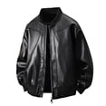 thumbnail image 1 of RYDCOT Men's Faux Leather Jacket Stand Collar Motorcycle Leather Jackets Casual Windproof Lightweight Zip up Biker Coat Black, 1 of 8
