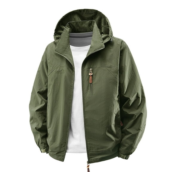RYDCOT Men's Fit Casual Detachable Hat Work Coat Waterproof Workwear Winter Hooded Jacket Army Green