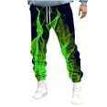 thumbnail image 1 of RYDCOT Men's Flame Printed Fashionable Sweatpants Elastic Waist Drawstring Jogger Athletic Workout Warm Pants Green, 1 of 5