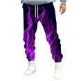 thumbnail image 1 of RYDCOT Men's Flame Printed Fashionable Sweatpants Elastic Waist Drawstring Jogger Athletic Workout Warm Pants Purple, 1 of 5