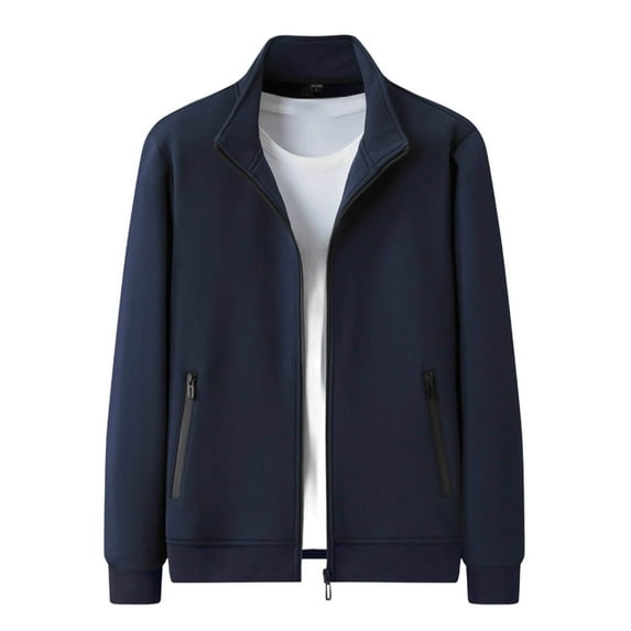 RYDCOT Men's Fleece Jackets Full Zip Lightweight Jacket Casual Soft Warm Coats with Zipper Pockets Dark Blue