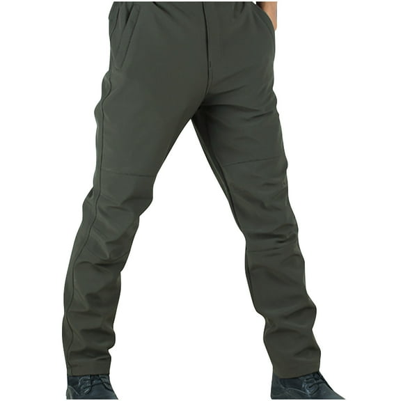 RYDCOT Men's Fleece Lined Hiking Pants, Winter Warm Cargo Pants Casual Work Ski Pants for Men with Pockets Army Green