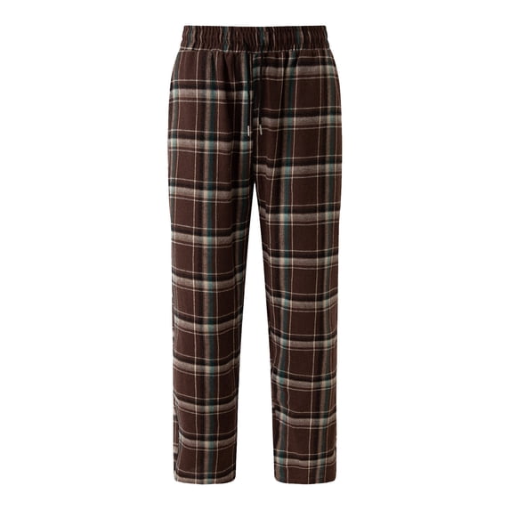 RYDCOT Men’s Fleece Pajama Pants – Soft Sleep & Lounge Pants with Pockets & Adjustable Drawstring – Plaid Bottoms Coffee