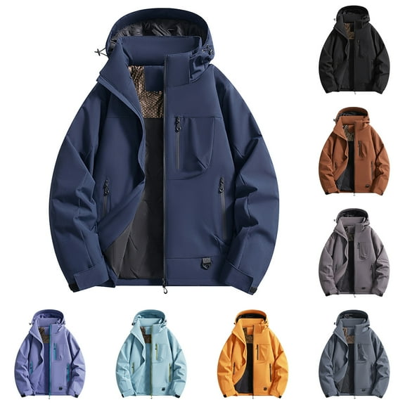 RYDCOT Men's Full-Zip Hoodies Sweatshirts Solid Color Long Sleeve Casual Jacket with Zipper Pocket Purple