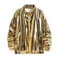 thumbnail image 1 of RYDCOT Men's Gold Metallic Varsity Jacket Metallic Jacket 70's Disco Bomber Jackets Party Performance Gold, 1 of 6
