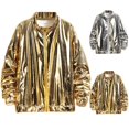 thumbnail image 1 of RYDCOT Men's Gold Metallic Varsity Jacket Metallic Jacket 70's Disco Bomber Jackets Party Performance Silver, 1 of 7