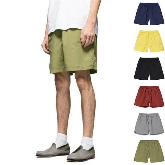 RYDCOT Men's Gym Workout Shorts 8 Inch Quick Dry Athletic Shorts Lightweight Elastic Waist Running Shorts Yellow
