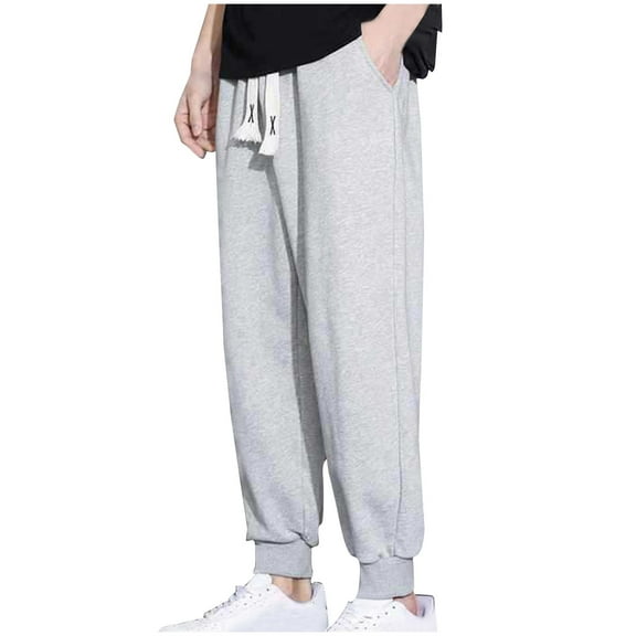 RYDCOT Men's Harem Pants Drawstring Elastic Waist Baggy Pants Hippie Trousers with Pockets Streetwear Gray