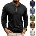 thumbnail image 1 of RYDCOT Men's Henley Long Sleeve Raglan Shirt 100% Cotton Lightweight Pullover 3-Button Placket Casual Crewneck T-Shirt for Men White, 1 of 8