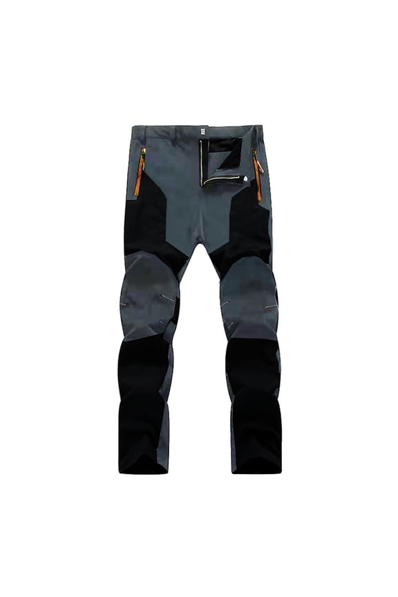 Men's Hiking Color Blocked Sports Pants Outdoor Quick Drying Pants Hiking Trousers with Pocket Gray XL(XL)