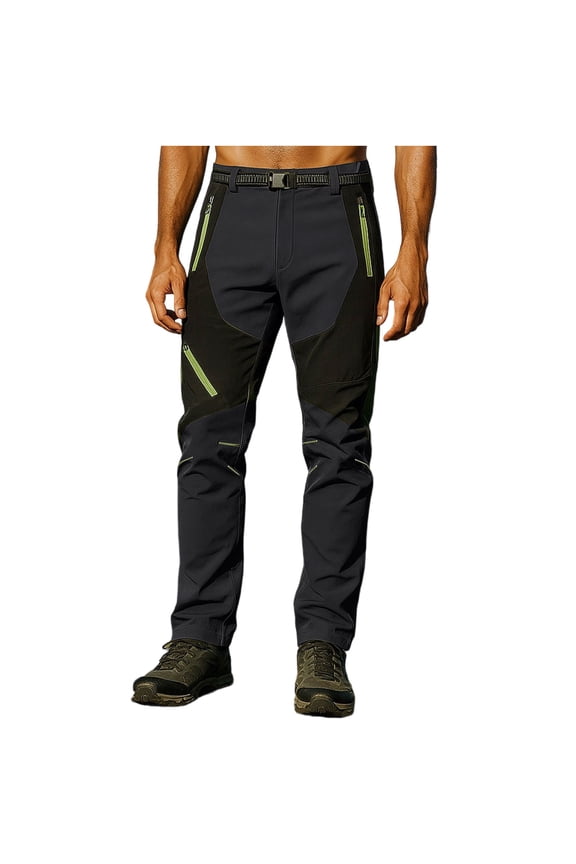Men's Hiking Work Cargo Pants Quick-Dry Lightweight Stretch Waterproof Muti Pockets Outdoor Mountain Fishing Camping Pants Black