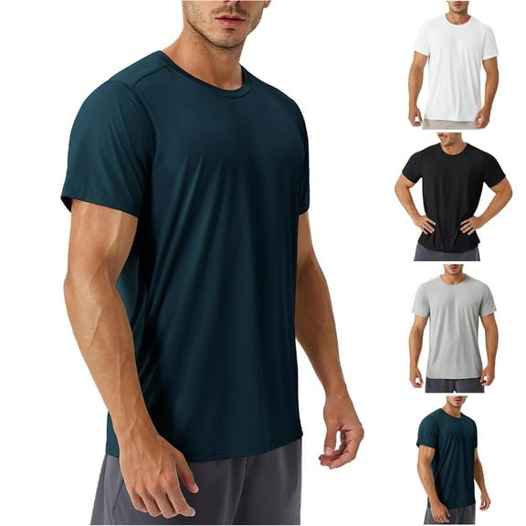 RYDCOT Men's Ice Silk Short Sleeve UPF 50+ T-Shirt Quick Dry Rash Guard Athletic Running Swim Top Tee Performance Water Shirts White