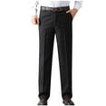 thumbnail image 1 of RYDCOT Men’s Iron Free Premium Khaki Hidden Expandable Waistband Classic Fit Pleated Front Gabardine Thicken Warm Dress Pants Black, 1 of 9