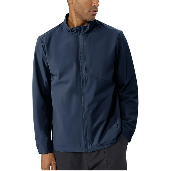 RYDCOT Men's Jacket Outdoor Solid Color Jacket Windproof and Waterproof Standing Collar Mountaineering Workwear Jacket Navy