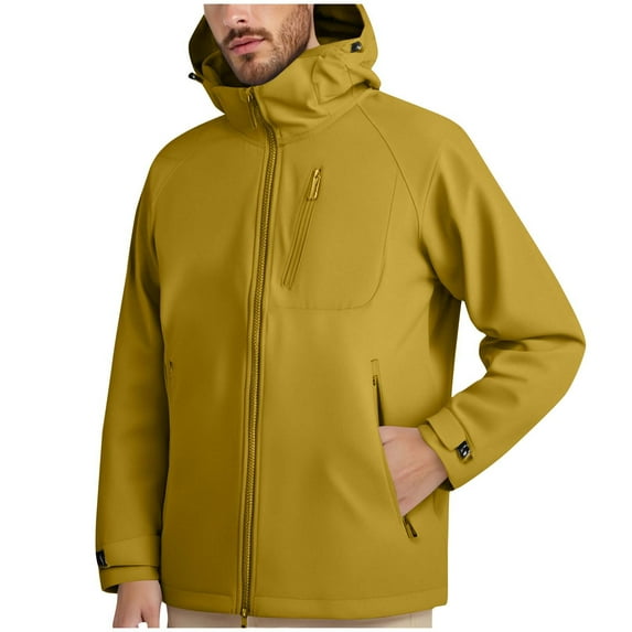 RYDCOT Men's Jacket Windproof and Waterproof Lightweight Solid Color Long Sleeved Zipper Jacket for Fishing and Running Yellow