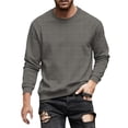 thumbnail image 1 of RYDCOT Men's Jacquard Fabric Crewneck Sweatshirt Textured Long Sleeve Casual Lightweight Pullover Shirt Gray, 1 of 5