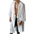 thumbnail image 1 of RYDCOT Men's Kimono Robe Jackets Long Cardigan Lightweight Casual Cotton Blends Long Sleeves Open Front Coat Outwear Japanese Style Bathrobes, 1 of 6