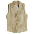 thumbnail image 1 of RYDCOT Men's Lapel Single Breasted Suit Vest V-Neck Sleeveless Vest Slim Fit Casual Vests Khaki, 1 of 6