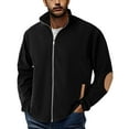 thumbnail image 1 of RYDCOT Men's Lightweight Fleece Jacket Water Ripple Jacquard Full Zip Stand Collar Casual Stylish Bomber Jacket Varsity Coat Fall Winter Warm Windbreaker Black, 1 of 7