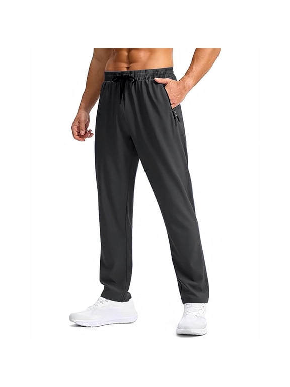 Men's Lightweight Hiking Pants Nylon Quick Camping Fishing Running Athletic Active Jogger Pant Black XXL(XXL)