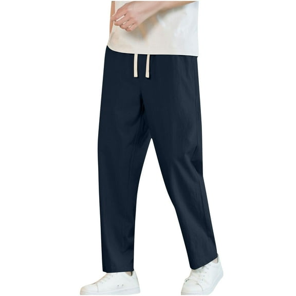 RYDCOT Men's Lightweight Pajama Pants Soft Lounge Sleep Joggers Adjustable Drawstring & Pockets All-Season Sleepwear Navy